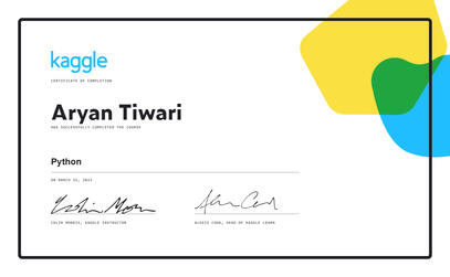 Certificate from Kaggle