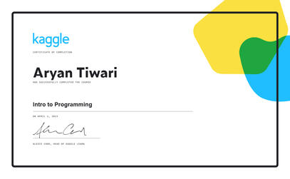 Certificate from Kaggle